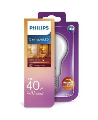 Philips E27 LED Lampe WarmGlow 6W 470 Lm warmweiss dimmbar