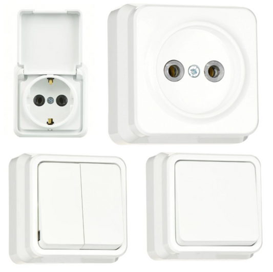 Aufputz Steckdose Schalter GÜNSAN MISYA weiß
