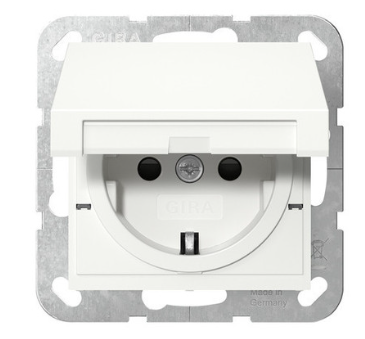 Gira System 55 Steckdose mit Klappdeckel Reinweiß seidenmatt 475427